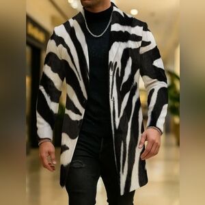 Men's Black and White Zebra Pattern Coat
